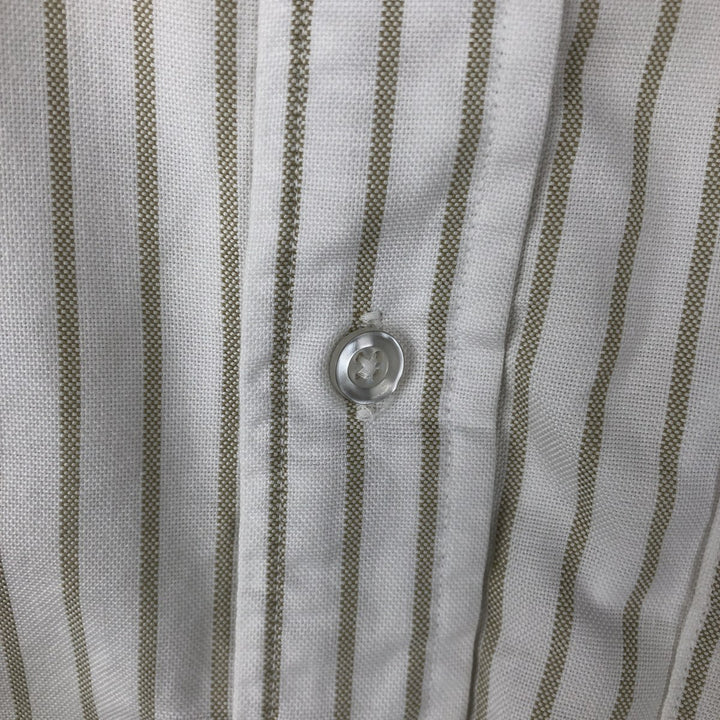 70s~80'S LLBean Long Sleeve Button-Down Striped Shirt Made in USA Men's Size L Vintage cotton white type Vintage Second Hand