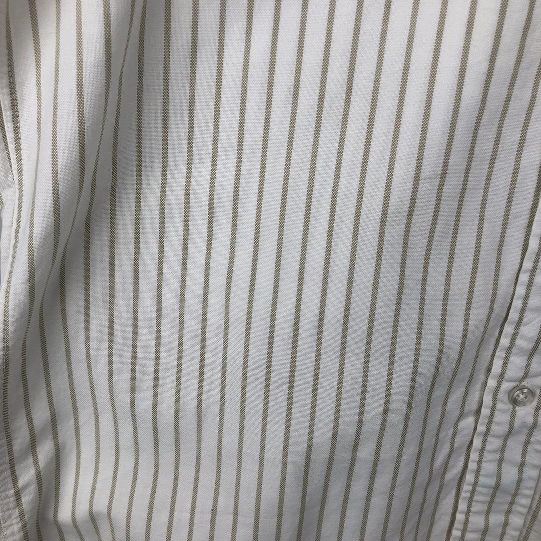 70s~80'S LLBean Long Sleeve Button-Down Striped Shirt Made in USA Men's Size L Vintage cotton white type Vintage Second Hand