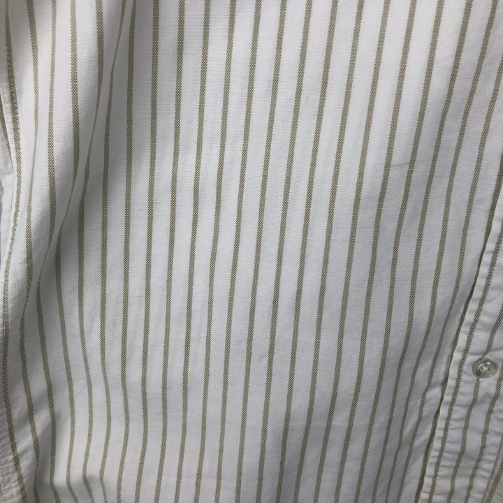 70s~80'S LLBean Long Sleeve Button-Down Striped Shirt Made in USA Men's Size L Vintage cotton white type Vintage Second Hand
