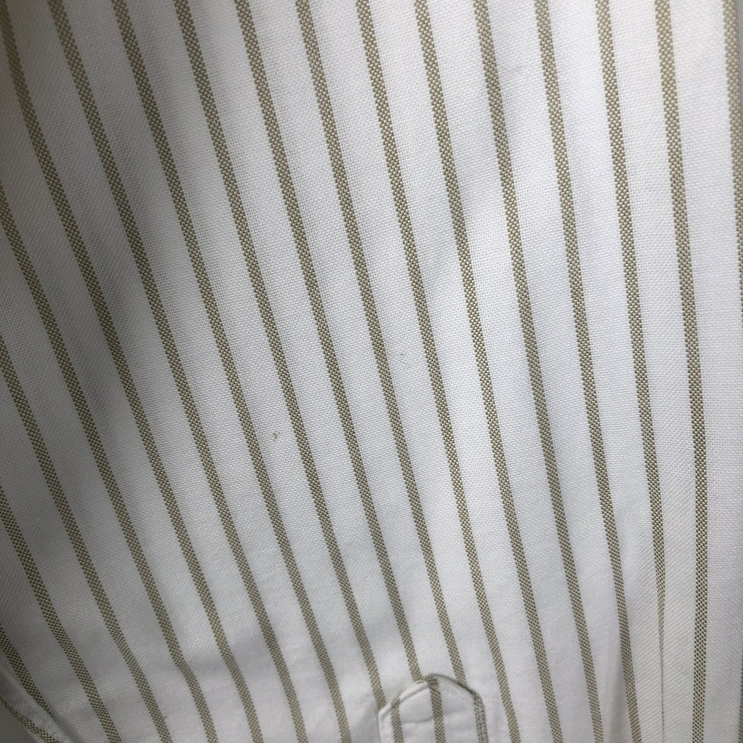 70s~80'S LLBean Long Sleeve Button-Down Striped Shirt Made in USA Men's Size L Vintage cotton white type Vintage Second Hand