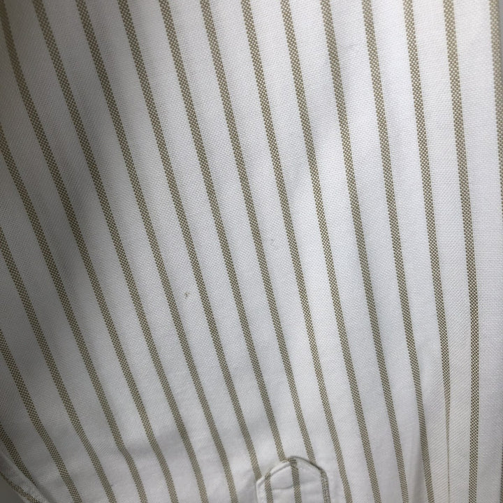 70s~80'S LLBean Long Sleeve Button-Down Striped Shirt Made in USA Men's Size L Vintage cotton white type Vintage Second Hand