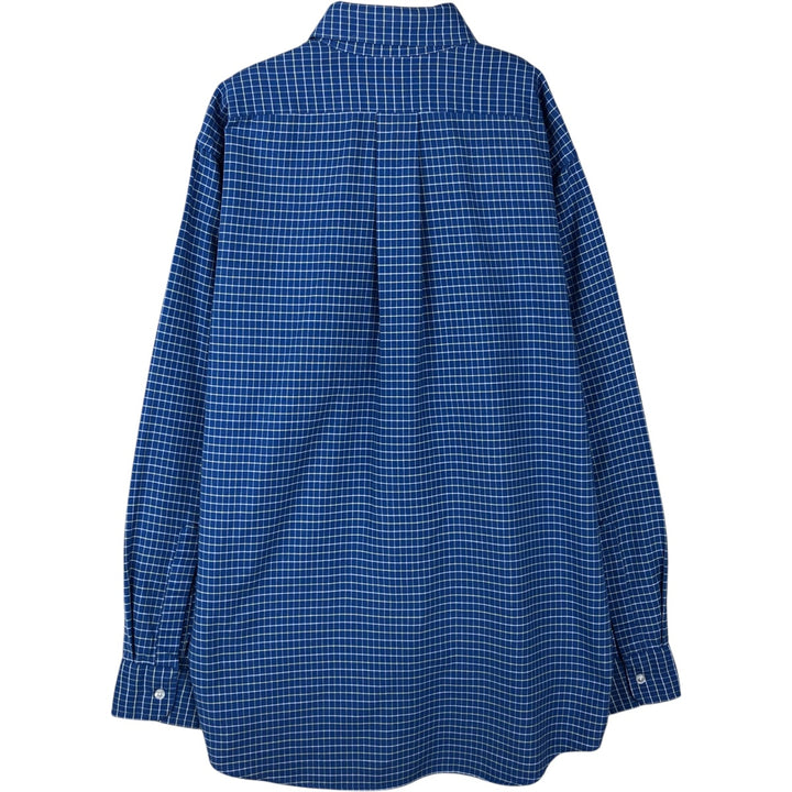 70s-80'S LL Bean Long-Sleeve Button-Down Check Shirt, Made in USA, Men's Size L (Equivalent), Vintage cotton blue type Vintage Second Hand