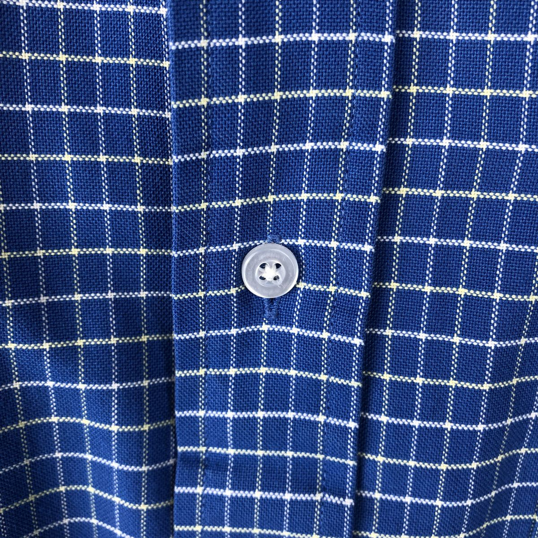 70s-80'S LL Bean Long-Sleeve Button-Down Check Shirt, Made in USA, Men's Size L (Equivalent), Vintage cotton blue type Vintage Second Hand