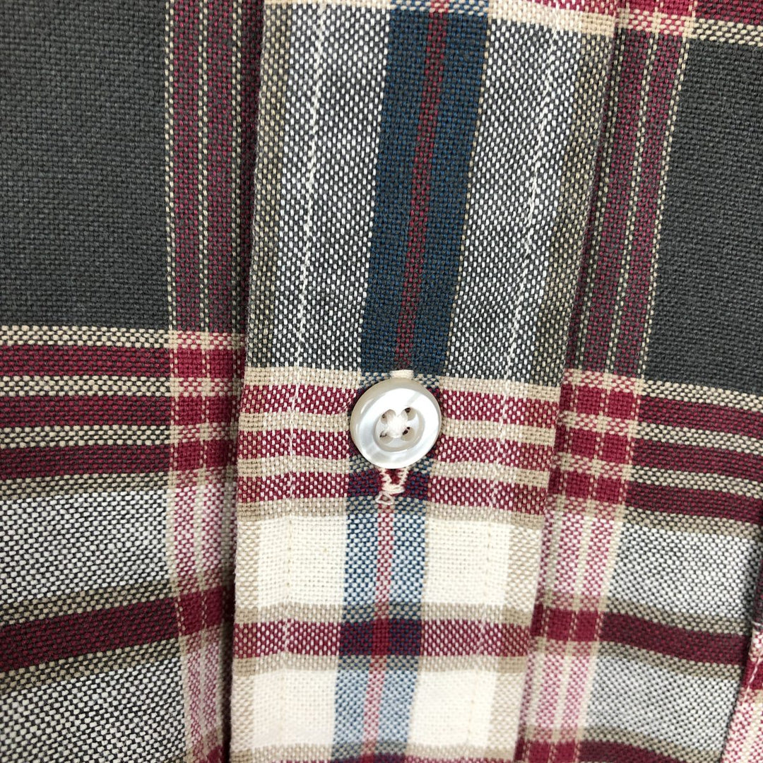 70s-80'S LL Bean Long-Sleeve Button-Down Check Shirt, Made in USA, Men's Size L (Equivalent), Vintage cotton red type Vintage Second Hand