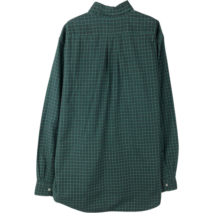 70s-80'S LL Bean Long-Sleeve Button-Down Check Shirt, Made in USA, Men's Size L (Equivalent), Vintage cotton green type Vintage Second Hand