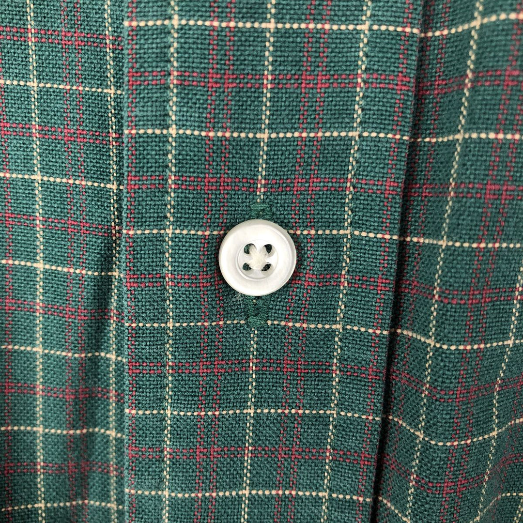70s-80'S LL Bean Long-Sleeve Button-Down Check Shirt, Made in USA, Men's Size L (Equivalent), Vintage cotton green type Vintage Second Hand