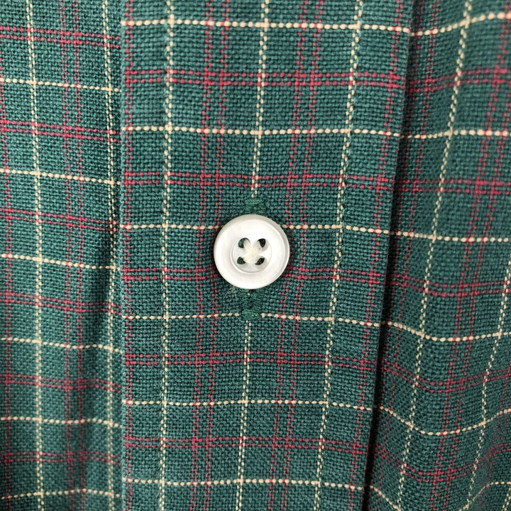 70s-80'S LL Bean Long-Sleeve Button-Down Check Shirt, Made in USA, Men's Size L (Equivalent), Vintage cotton green type Vintage Second Hand