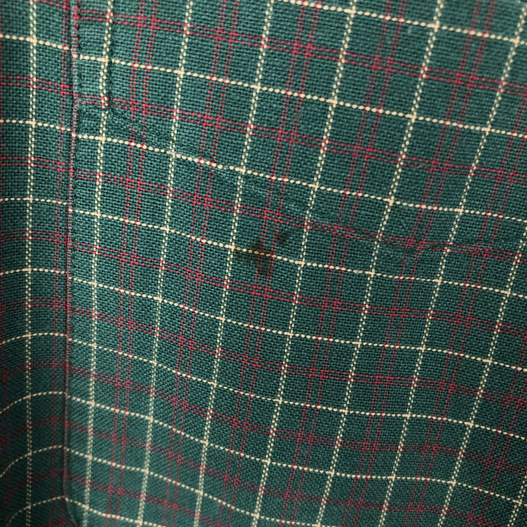 70s-80'S LL Bean Long-Sleeve Button-Down Check Shirt, Made in USA, Men's Size L (Equivalent), Vintage cotton green type Vintage Second Hand