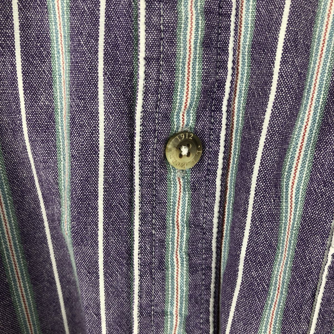 ~90'S LLBean Long-Sleeve Button-Down Striped Shirt, Made in Canada, Men's Size L (Equivalent), Vintage cotton purple type Vintage Second Hand