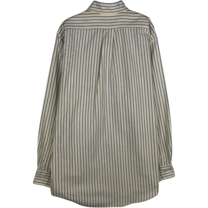 70s-80'S LL Bean Stripe Pattern Long-Sleeve Button-Down Stripe Shirt, Made in USA, Men's Size M (approx.), Vintage cotton ivory Vintage Second Hand