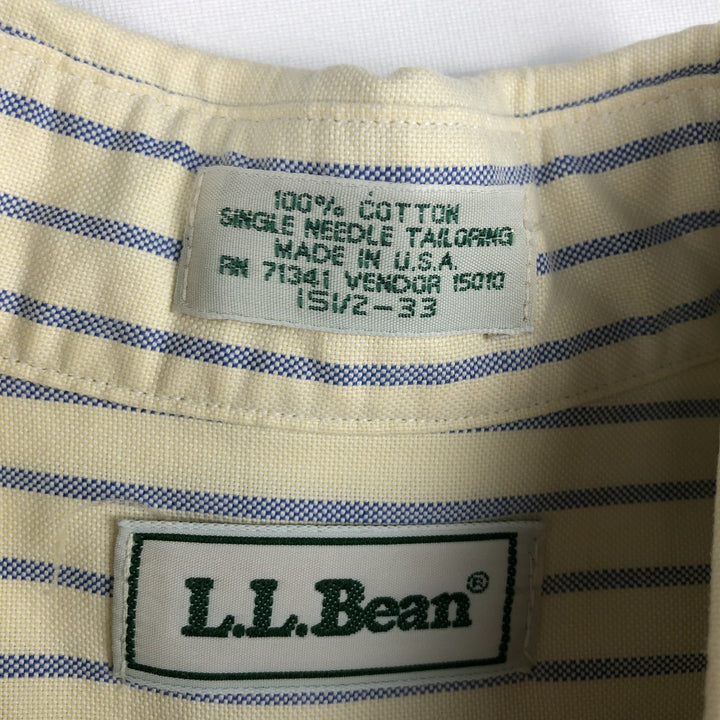 70s-80'S LL Bean Stripe Pattern Long-Sleeve Button-Down Stripe Shirt, Made in USA, Men's Size M (approx.), Vintage cotton ivory Vintage Second Hand