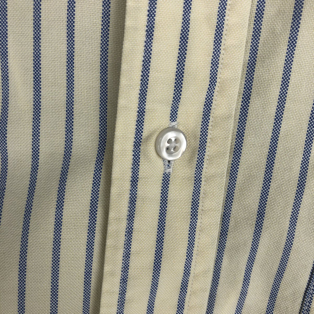 70s-80'S LL Bean Stripe Pattern Long-Sleeve Button-Down Stripe Shirt, Made in USA, Men's Size M (approx.), Vintage cotton ivory Vintage Second Hand