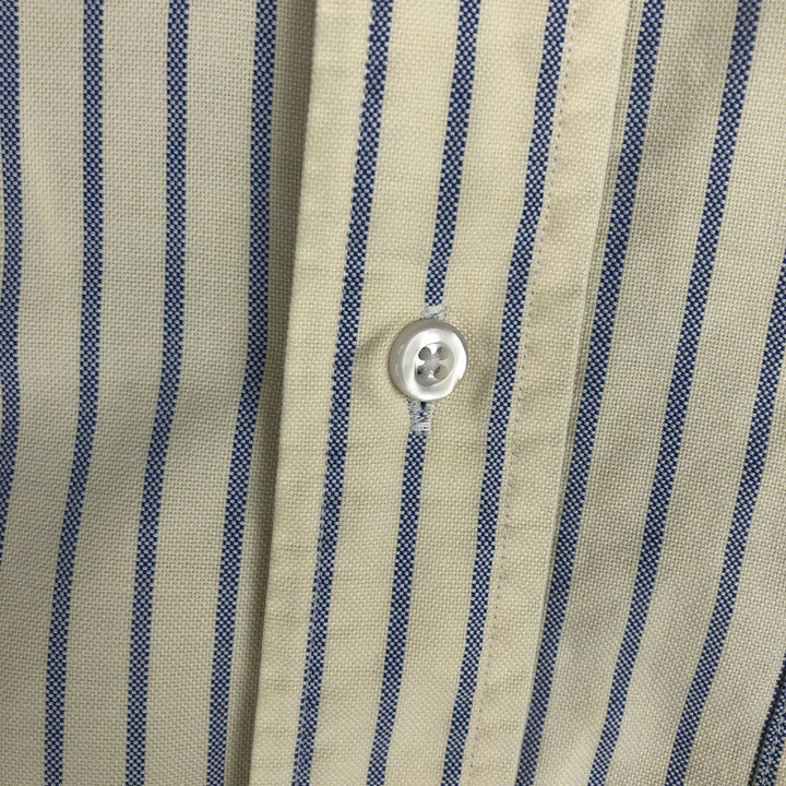 70s-80'S LL Bean Stripe Pattern Long-Sleeve Button-Down Stripe Shirt, Made in USA, Men's Size M (approx.), Vintage cotton ivory Vintage Second Hand