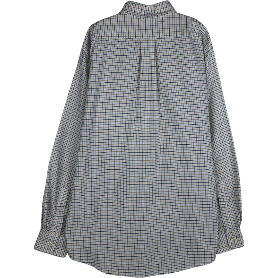 Vintage LLBean long-sleeved button-down check shirt from the 1990s, men's size L. cotton white type Vintage Second Hand