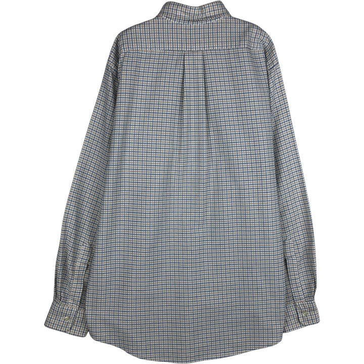 Vintage LLBean long-sleeved button-down check shirt from the 1990s, men's size L. cotton white type Vintage Second Hand