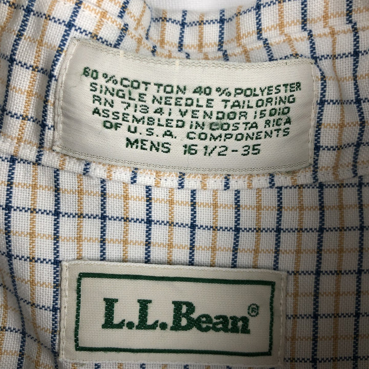 Vintage LLBean long-sleeved button-down check shirt from the 1990s, men's size L. cotton white type Vintage Second Hand