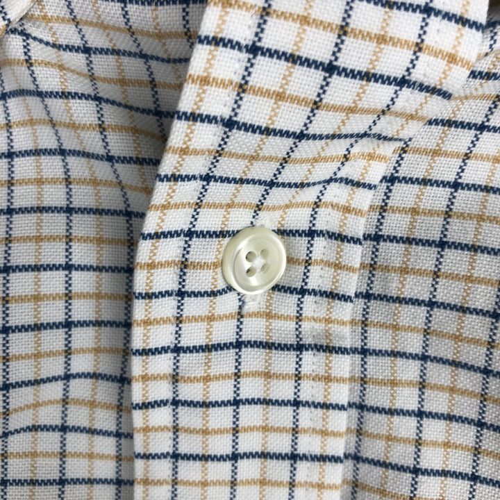 Vintage LLBean long-sleeved button-down check shirt from the 1990s, men's size L. cotton white type Vintage Second Hand