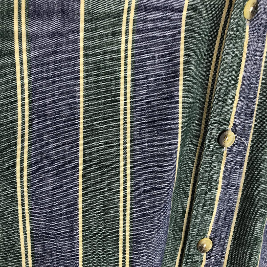 ~90'S LLBean Long-Sleeve Button-Down Striped Shirt, Made in Canada, Men's Size L (Equivalent), Vintage cotton navy blue type Vintage Second Hand