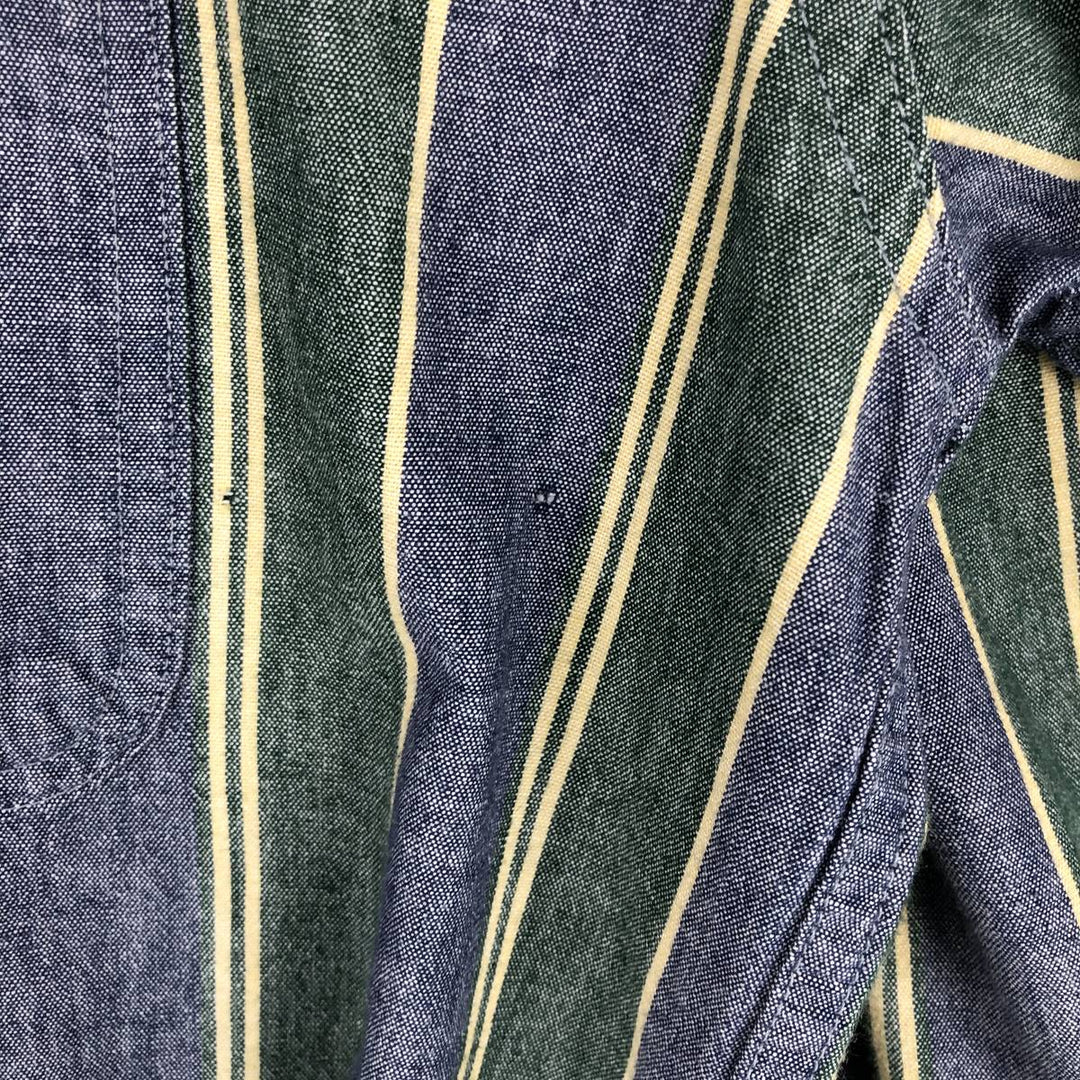 ~90'S LLBean Long-Sleeve Button-Down Striped Shirt, Made in Canada, Men's Size L (Equivalent), Vintage cotton navy blue type Vintage Second Hand