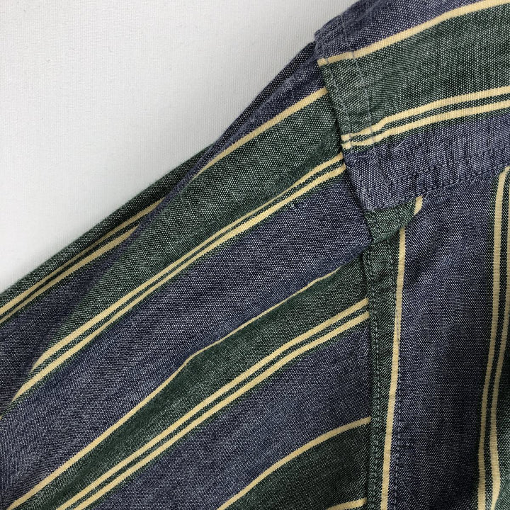 ~90'S LLBean Long-Sleeve Button-Down Striped Shirt, Made in Canada, Men's Size L (Equivalent), Vintage cotton navy blue type Vintage Second Hand