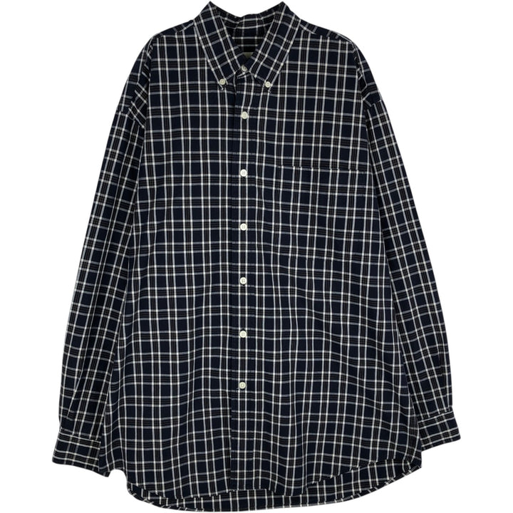 Eddie Bauer Long Sleeve Button-Down Check Shirt, Men's Size M cotton navy blue type Vintage Second Hand