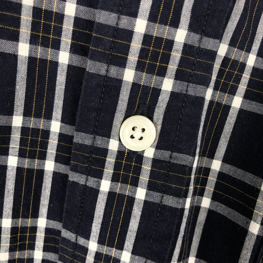 Eddie Bauer Long Sleeve Button-Down Check Shirt, Men's Size M cotton navy blue type Vintage Second Hand