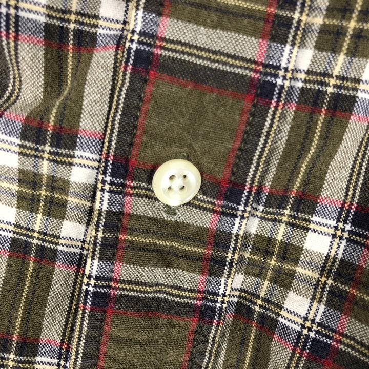 Eddie Bauer Long Sleeve Button-Down Check Shirt, Men's XL cotton Khaki type Vintage Second Hand