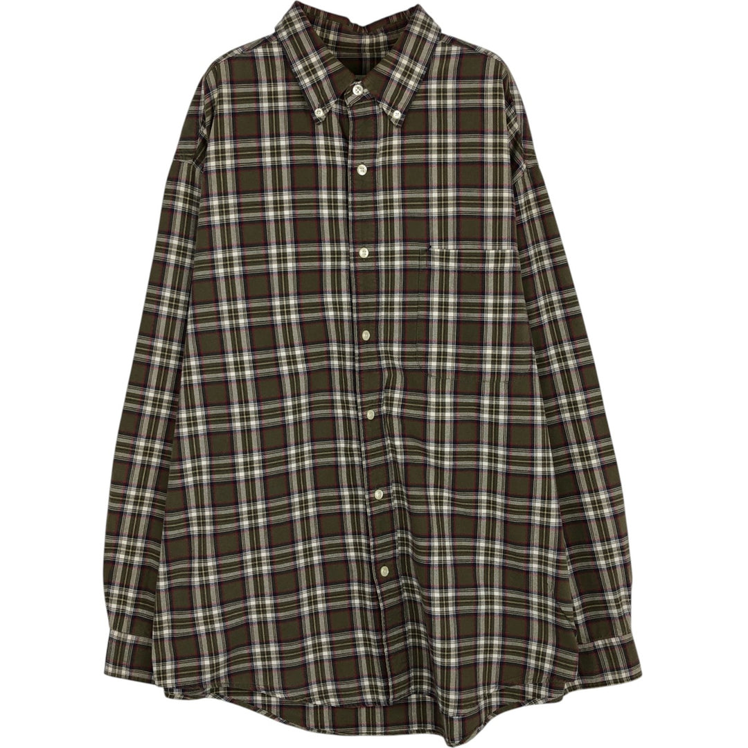 Eddie Bauer Long Sleeve Button-Down Check Shirt, Men's Size L cotton Khaki type Vintage Second Hand
