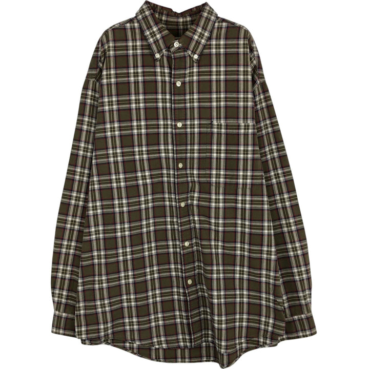 Eddie Bauer Long Sleeve Button-Down Check Shirt, Men's Size L cotton Khaki type Vintage Second Hand