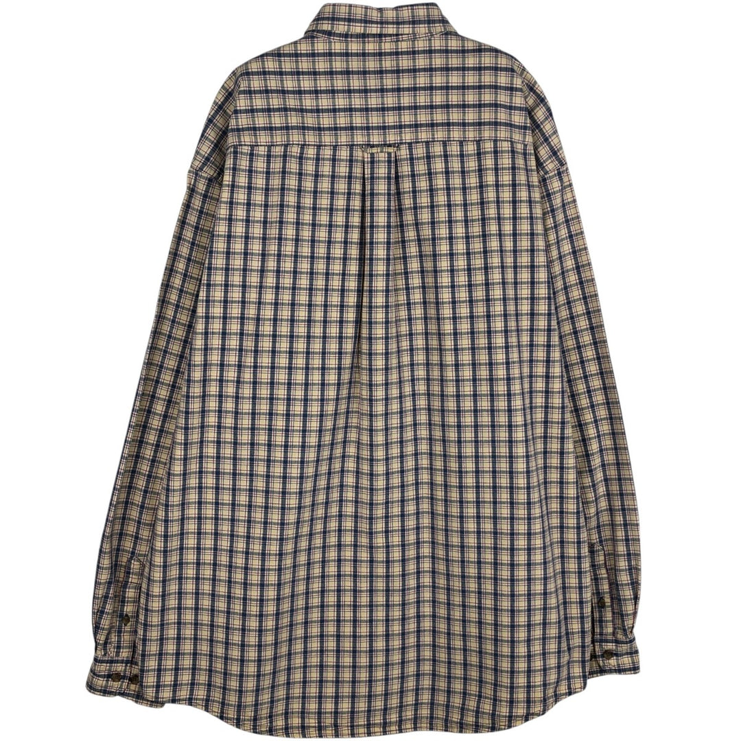 Eddie Bauer Long Sleeve Button-Down Check Shirt, Men's XL cotton yellow type Vintage Second Hand