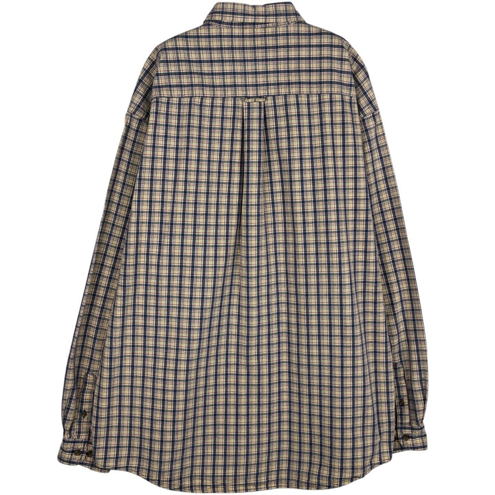 Eddie Bauer Long Sleeve Button-Down Check Shirt, Men's XL cotton yellow type Vintage Second Hand