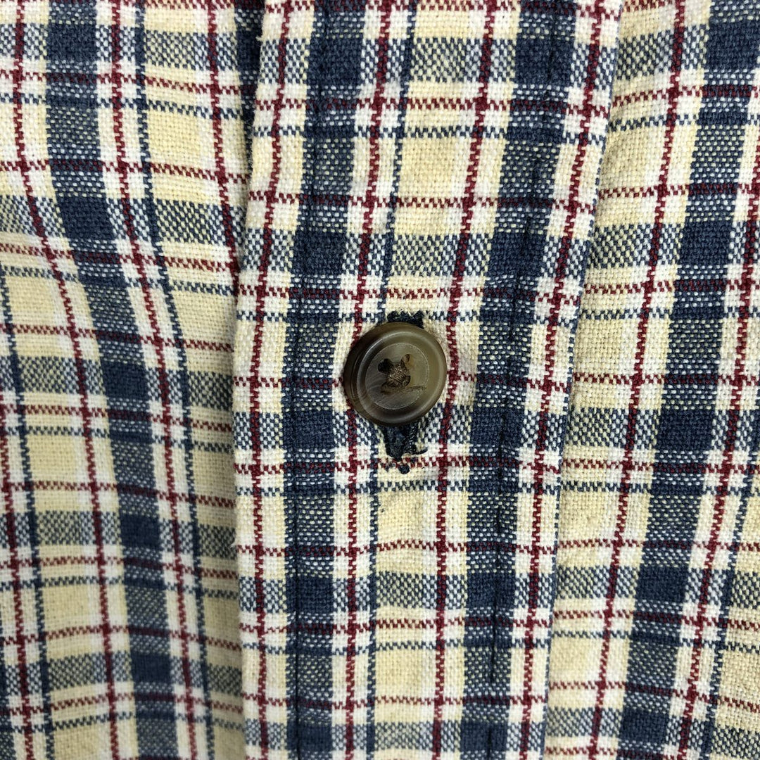 Eddie Bauer Long Sleeve Button-Down Check Shirt, Men's XL cotton yellow type Vintage Second Hand
