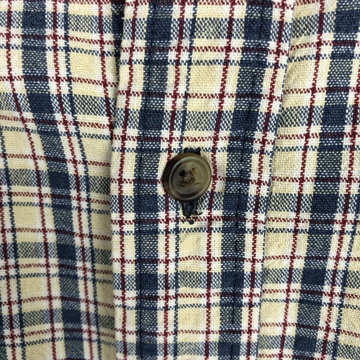 Eddie Bauer Long Sleeve Button-Down Check Shirt, Men's XL cotton yellow type Vintage Second Hand