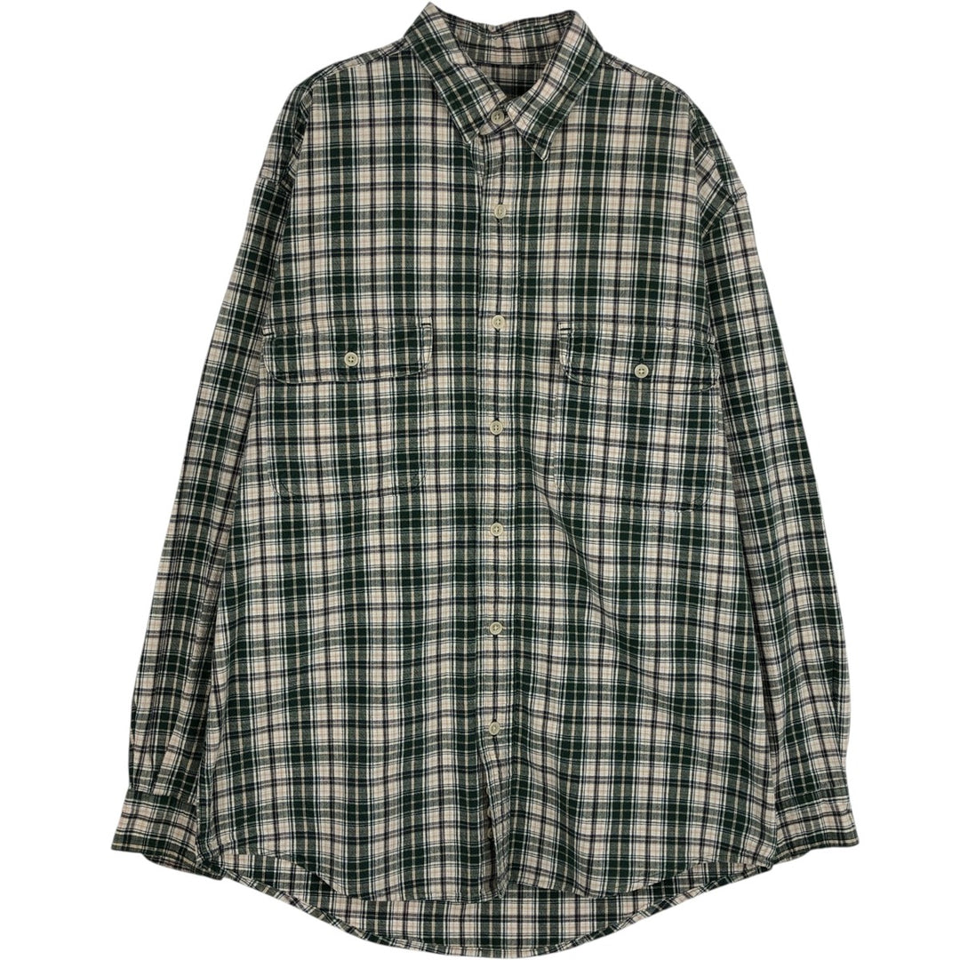 Eddie Bauer Long-Sleeve Cotton Check Shirt, Men's Size S (approx.) cotton green type Vintage Second Hand