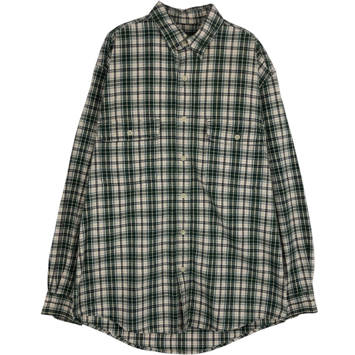 Eddie Bauer Long-Sleeve Cotton Check Shirt, Men's Size S (approx.) cotton green type Vintage Second Hand