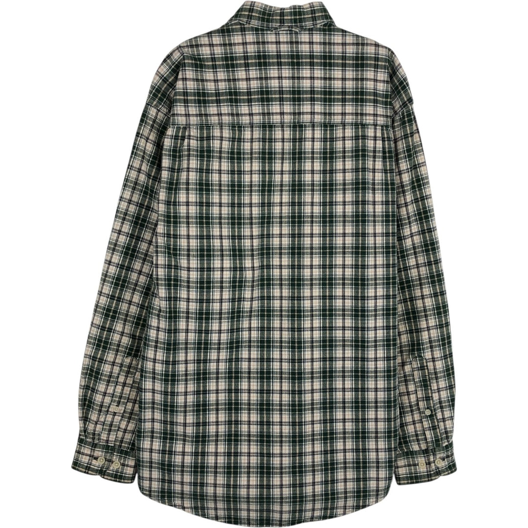 Eddie Bauer Long-Sleeve Cotton Check Shirt, Men's Size S (approx.) cotton green type Vintage Second Hand