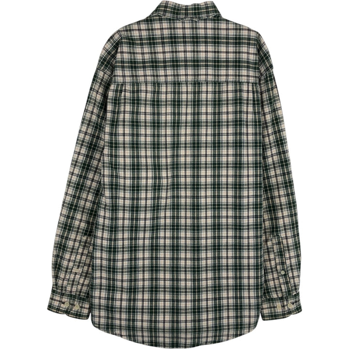 Eddie Bauer Long-Sleeve Cotton Check Shirt, Men's Size S (approx.) cotton green type Vintage Second Hand