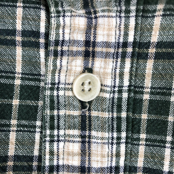 Eddie Bauer Long-Sleeve Cotton Check Shirt, Men's Size S (approx.) cotton green type Vintage Second Hand