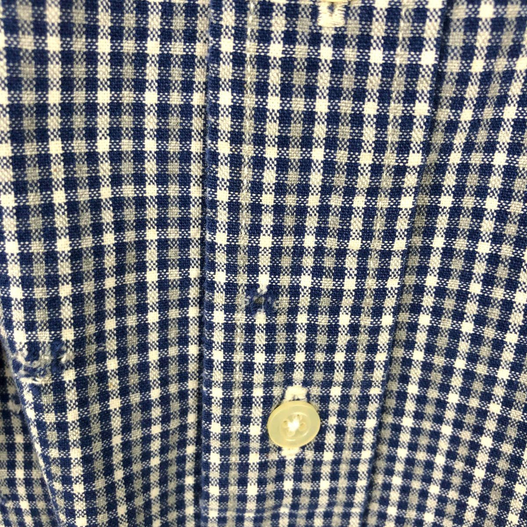 Eddie Bauer long-sleeved button-down check shirt, men's size L (approx.), vintage. cotton navy blue type Vintage Second Hand