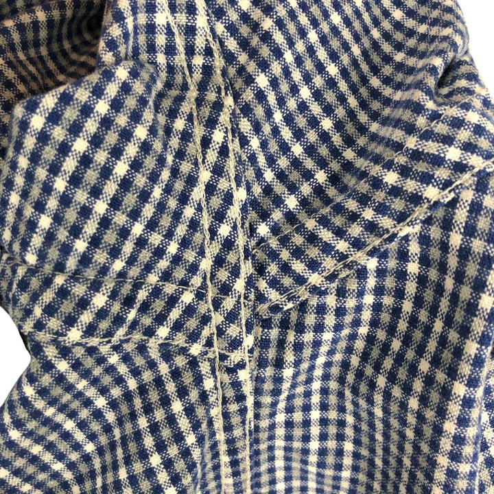 Eddie Bauer long-sleeved button-down check shirt, men's size L (approx.), vintage. cotton navy blue type Vintage Second Hand