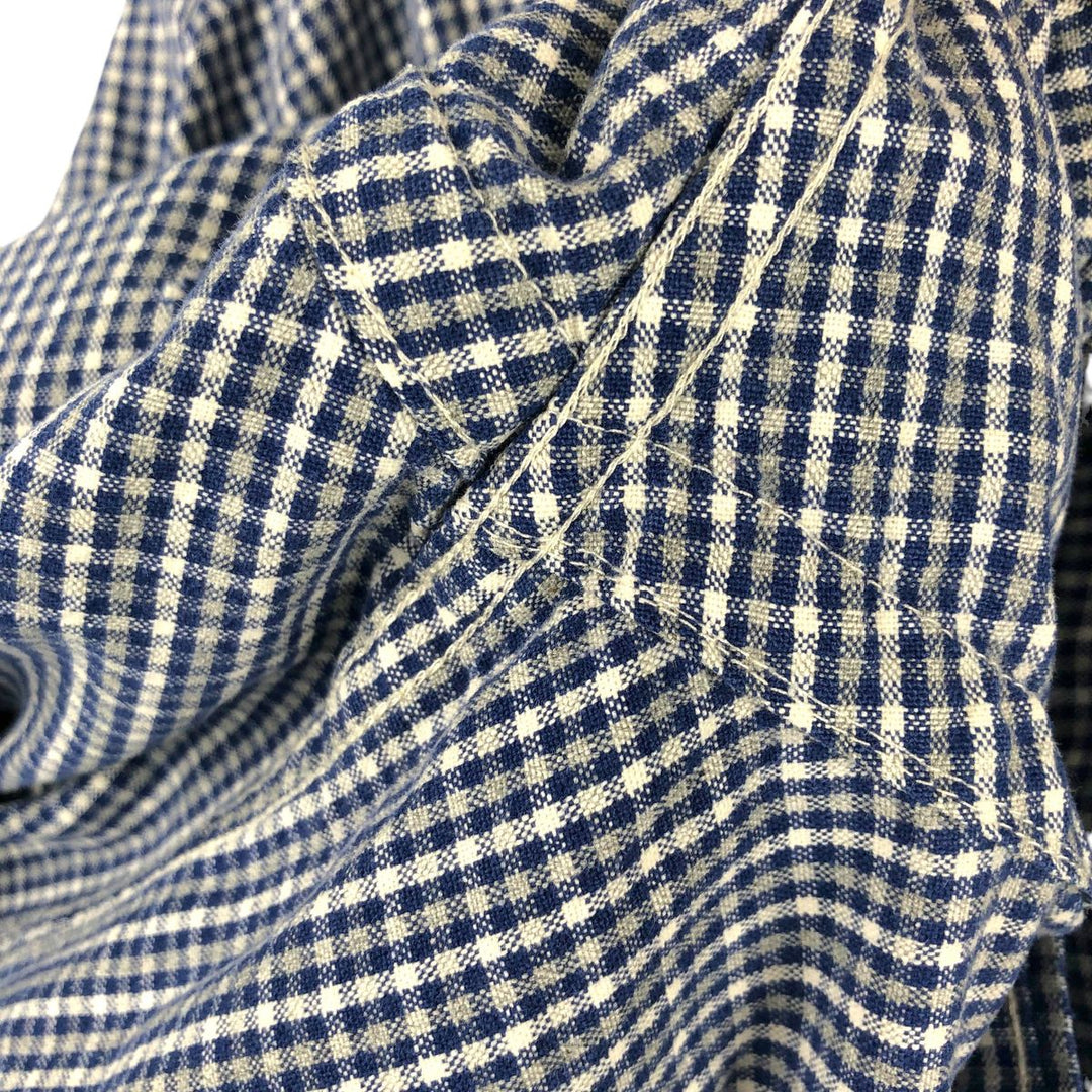 Eddie Bauer long-sleeved button-down check shirt, men's size L (approx.), vintage. cotton navy blue type Vintage Second Hand