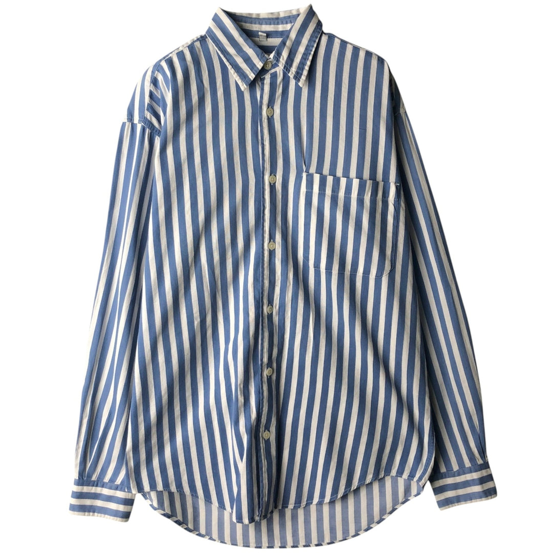 1990'S Armani Jeans Long-Sleeve Cotton Striped Shirt, Men's Size XS (approx.), Vintage cotton blue type Vintage Second Hand