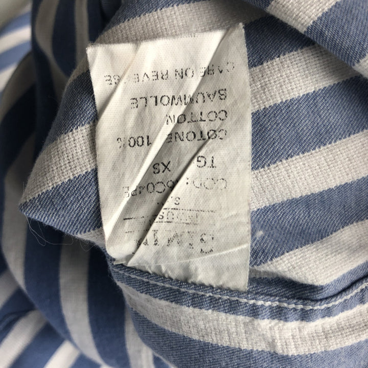 1990'S Armani Jeans Long-Sleeve Cotton Striped Shirt, Men's Size XS (approx.), Vintage cotton blue type Vintage Second Hand