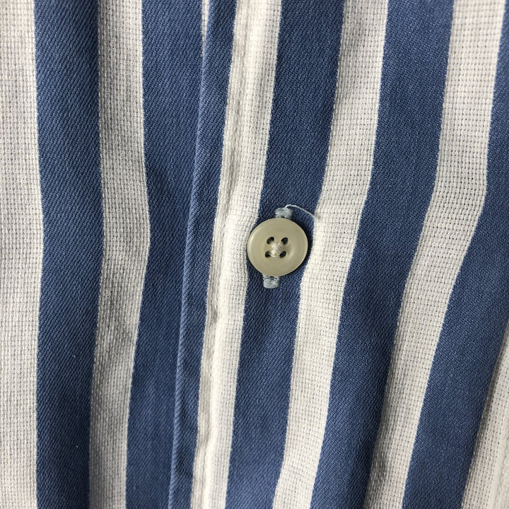 1990'S Armani Jeans Long-Sleeve Cotton Striped Shirt, Men's Size XS (approx.), Vintage cotton blue type Vintage Second Hand