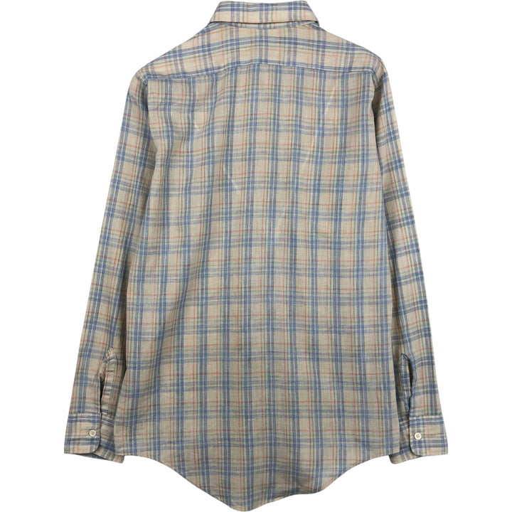 70s-era Campus long-sleeved check shirt, made in USA, men's size M equivalent, vintage. unclear Beige type Vintage Second Hand