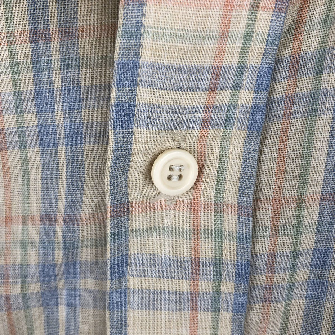 70s-era Campus long-sleeved check shirt, made in USA, men's size M equivalent, vintage. unclear Beige type Vintage Second Hand