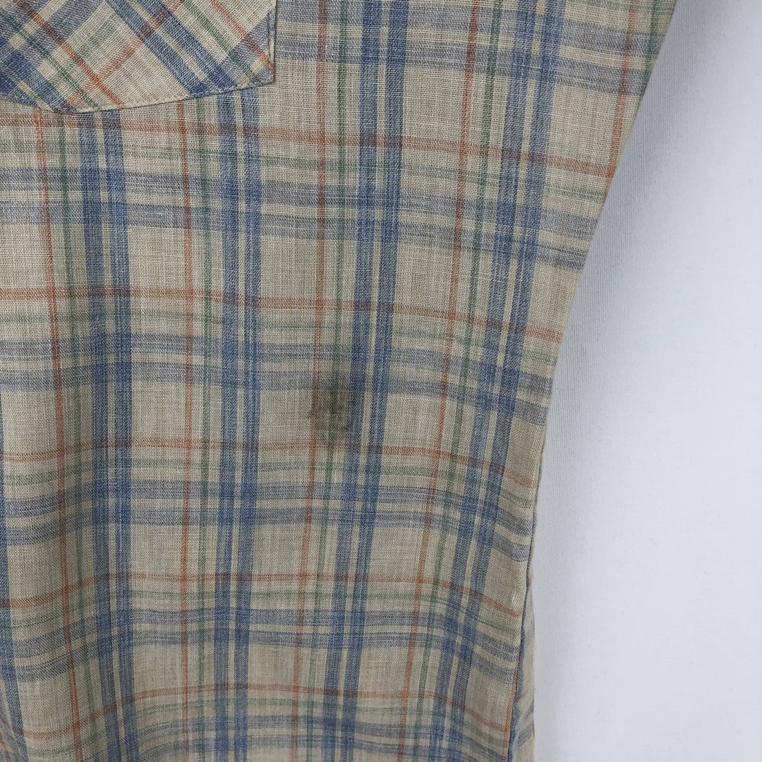 70s-era Campus long-sleeved check shirt, made in USA, men's size M equivalent, vintage. unclear Beige type Vintage Second Hand