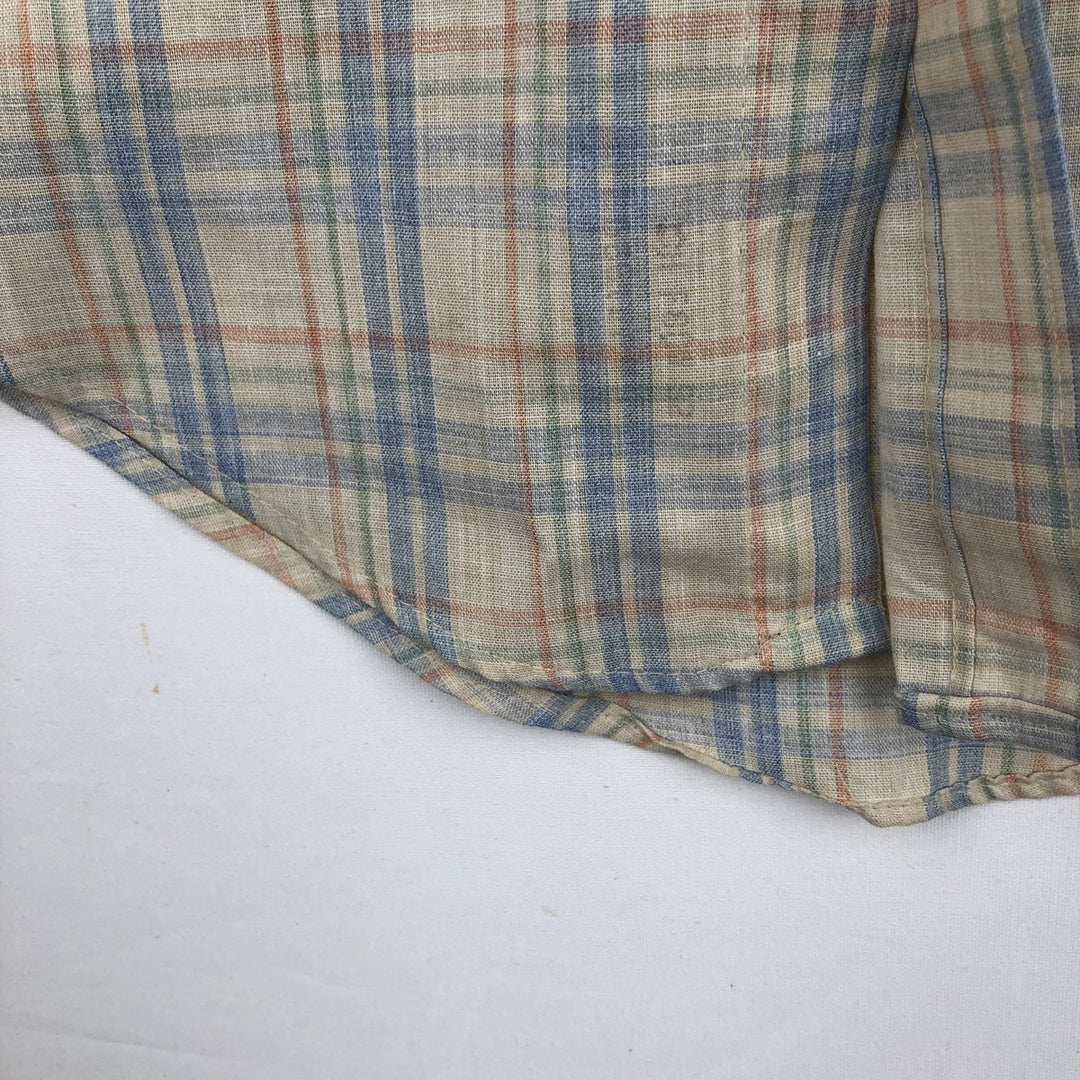 70s-era Campus long-sleeved check shirt, made in USA, men's size M equivalent, vintage. unclear Beige type Vintage Second Hand