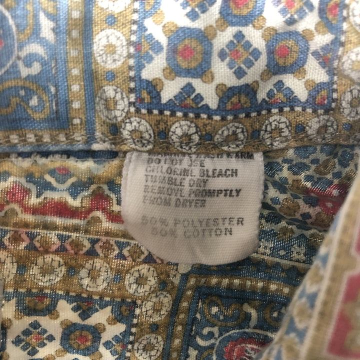 Grants Men's Wear Paisley Pattern Long-Sleeve Cotton Shirt, Made in USA, Men's Size L (Equivalent), Vintage polyester green type Vintage Second Hand