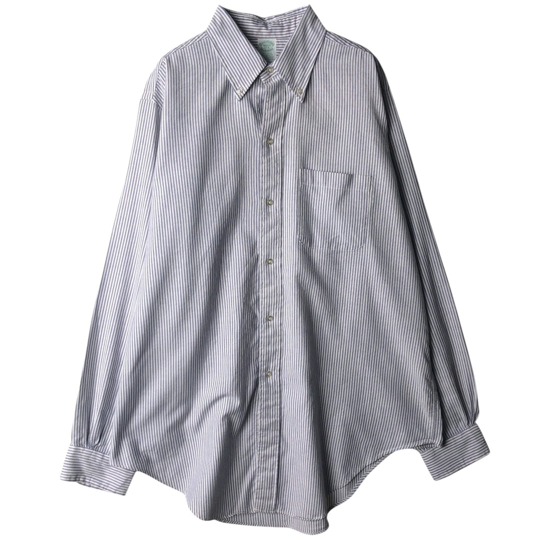 80s-90'S Brooks Brothers MAKERS Long Sleeve Button-Down Striped Shirt Made in USA Men's Size L cotton blue type Vintage Second Hand